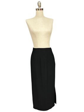 Vintage Zelda Black Wiggle Pencil Skirt Size 4 USA Midi Career Classic